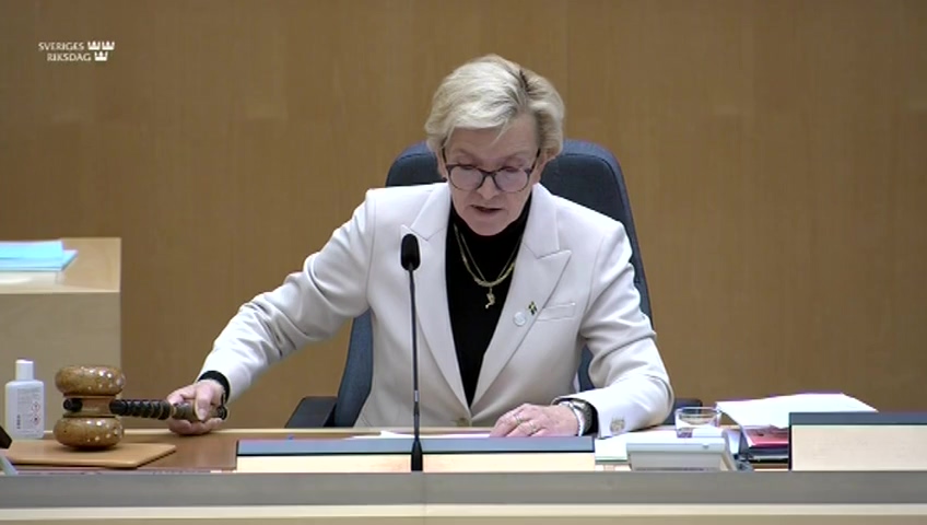 Stillbild från debatten i kammaren