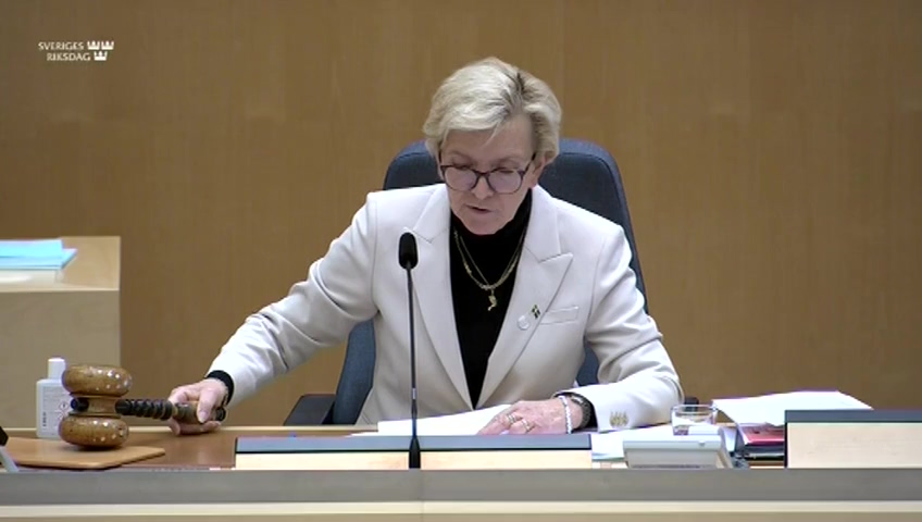 Stillbild från debatten i kammaren
