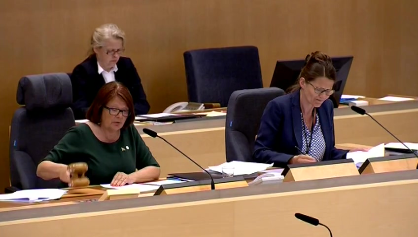 Stillbild från debatten i kammaren