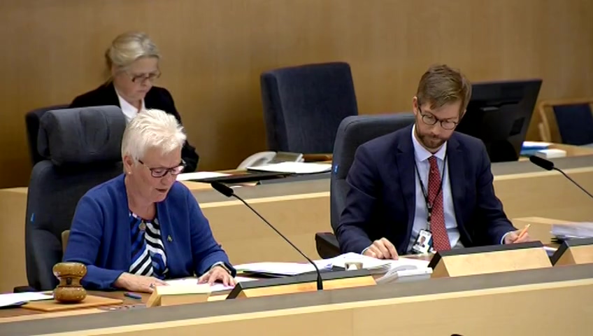 Stillbild från debatten i kammaren