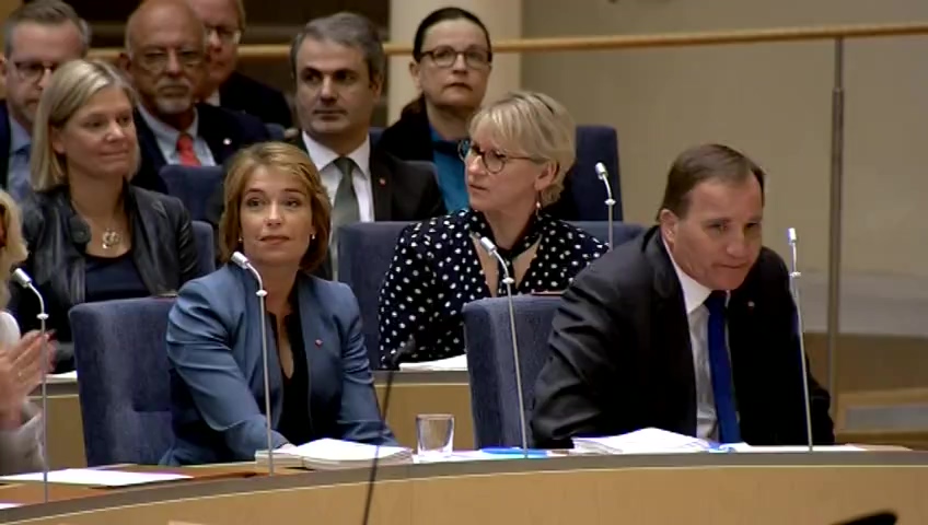 Stillbild från Övrigt kammaren: Prövning av yrkande om misstroendeförklaring mot statsrådet Annika Strandhäll (S)