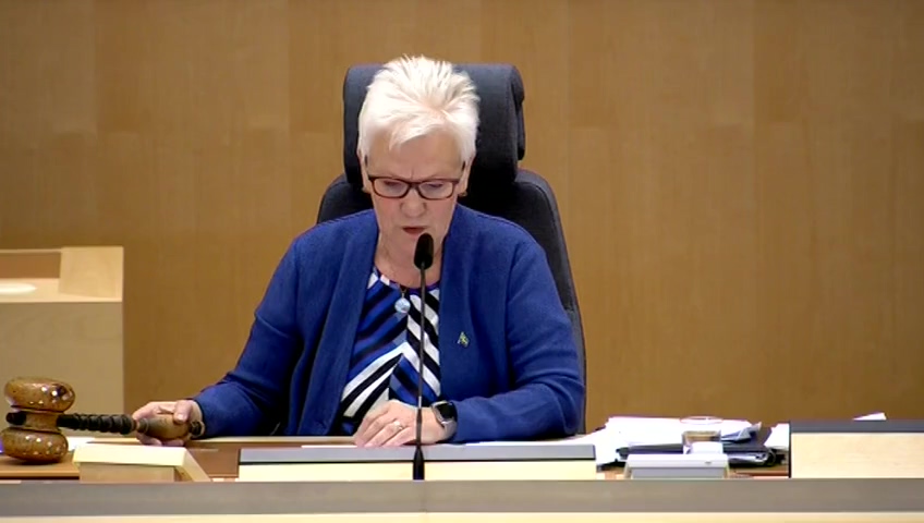 Stillbild från debatten i kammaren