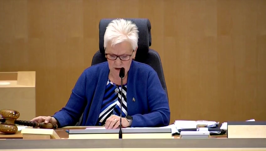 Stillbild från debatten i kammaren