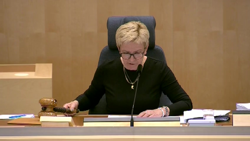 Stillbild från debatten i kammaren