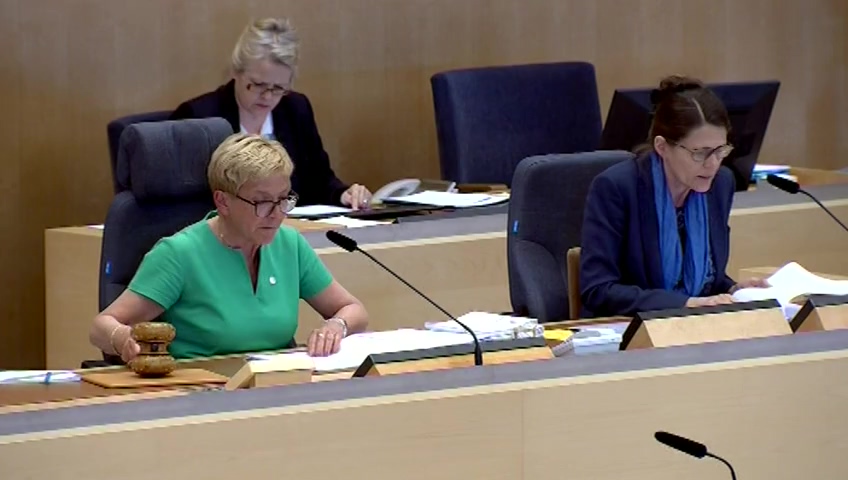 Stillbild från debatten i kammaren