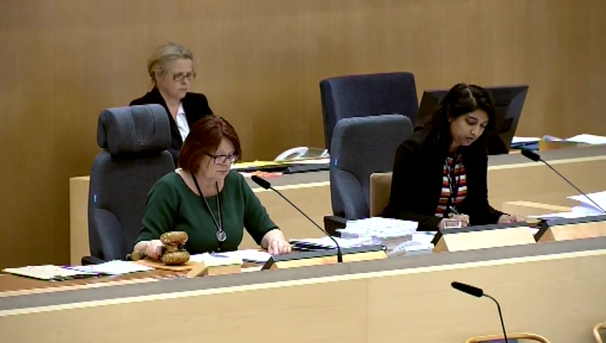 Stillbild från debatten i kammaren