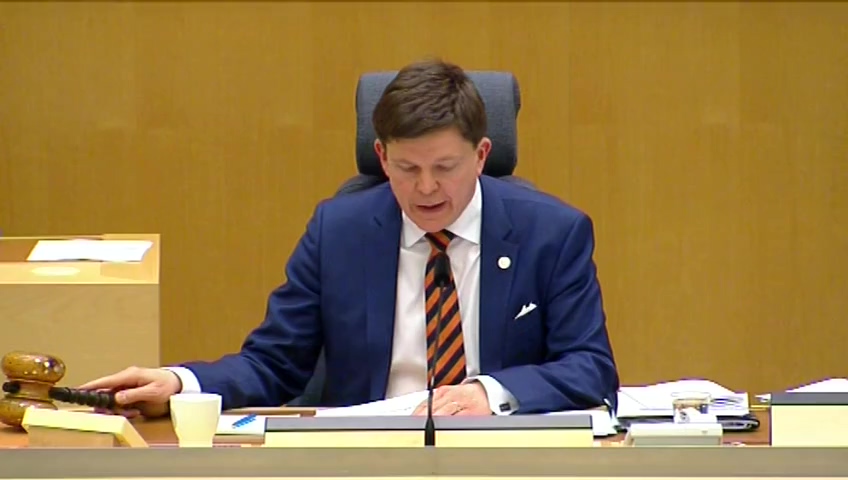 Stillbild från debatten i kammaren