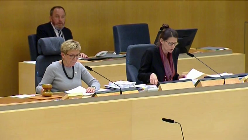 Stillbild från debatten i kammaren