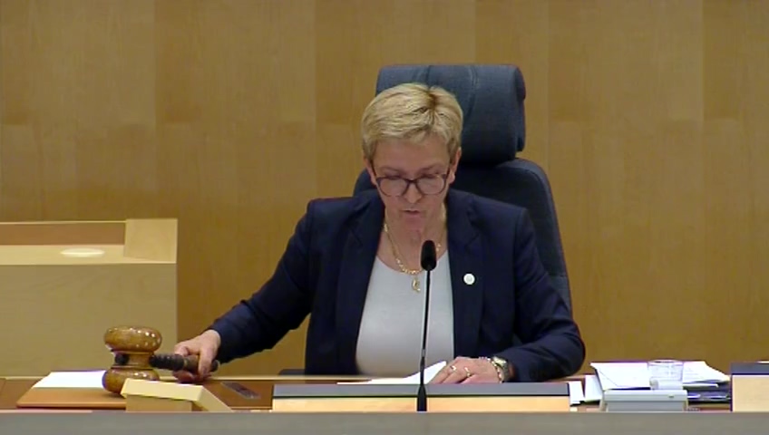 Stillbild från debatten i kammaren