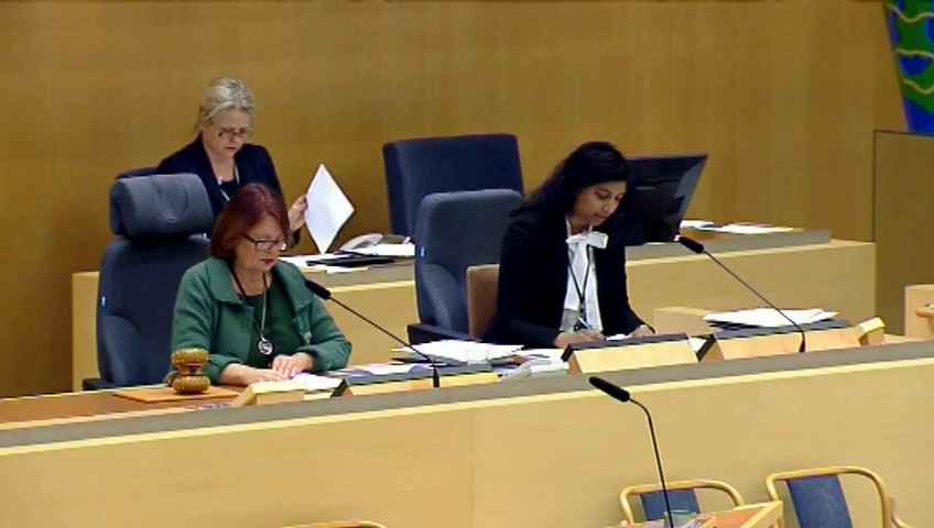 Stillbild från debatten i kammaren