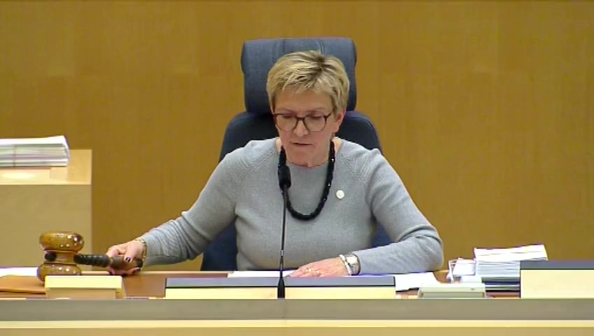 Stillbild från debatten i kammaren