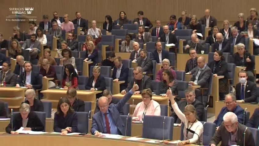 Stillbild från debatten i kammaren