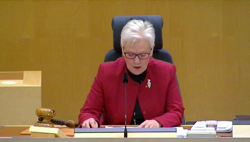 Stillbild från debatten i kammaren