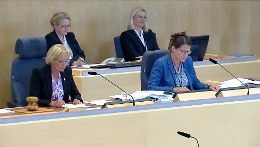 Stillbild från debatten i kammaren