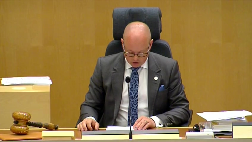 Stillbild från debatten i kammaren