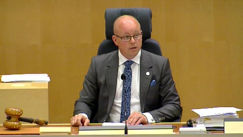 Stillbild från debatten i kammaren