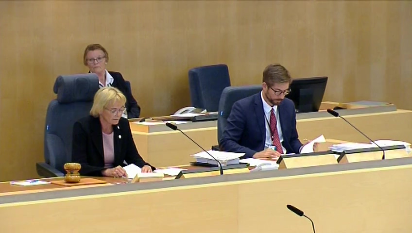 Stillbild från debatten i kammaren