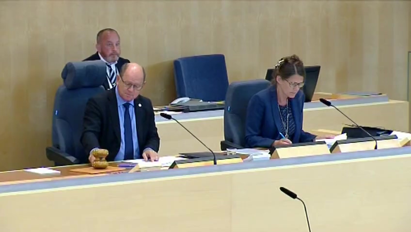 Stillbild från debatten i kammaren