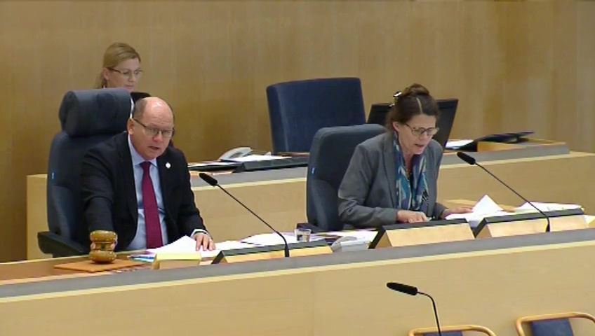 Stillbild från debatten i kammaren