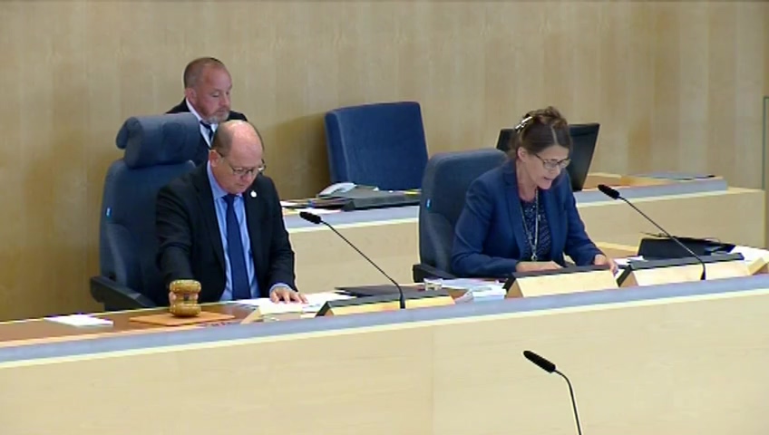 Stillbild från debatten i kammaren
