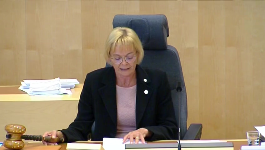 Stillbild från debatten i kammaren