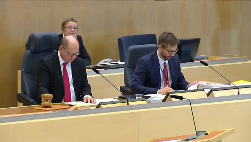 Stillbild från debatten i kammaren