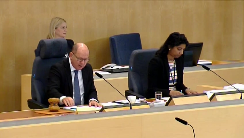 Stillbild från debatten i kammaren