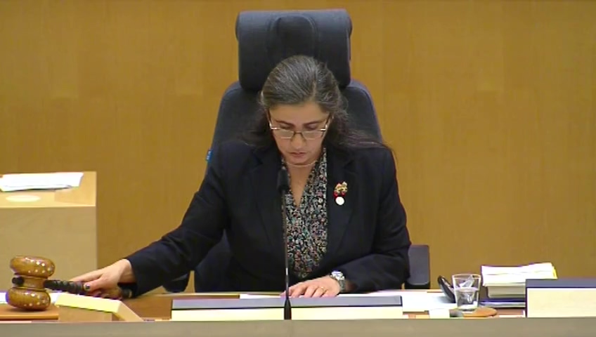 Stillbild från debatten i kammaren