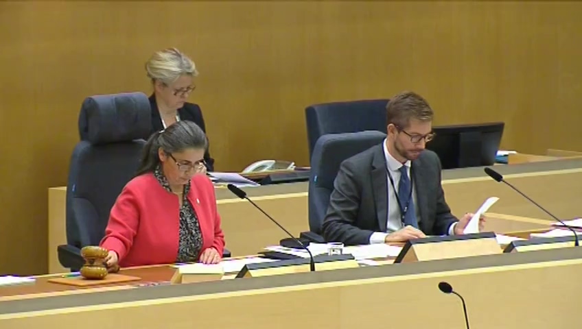 Stillbild från debatten i kammaren