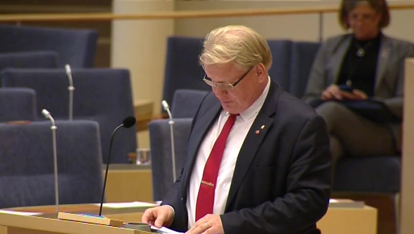 Stillbild från Interpellationsdebatt: Kärnvapenförbud och svensk försvarsförmåga