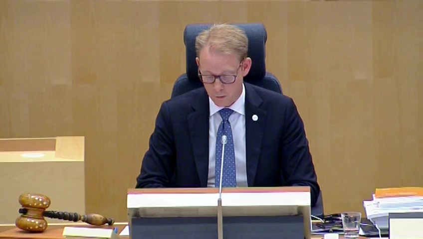 Stillbild från debatten i kammaren