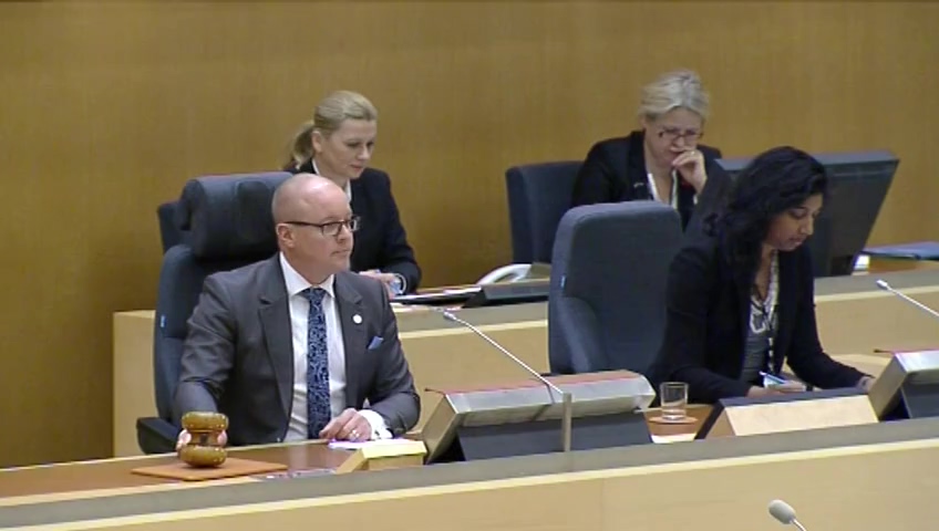 Stillbild från debatten i kammaren