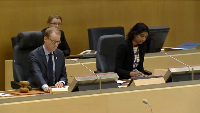 Stillbild från debatten i kammaren