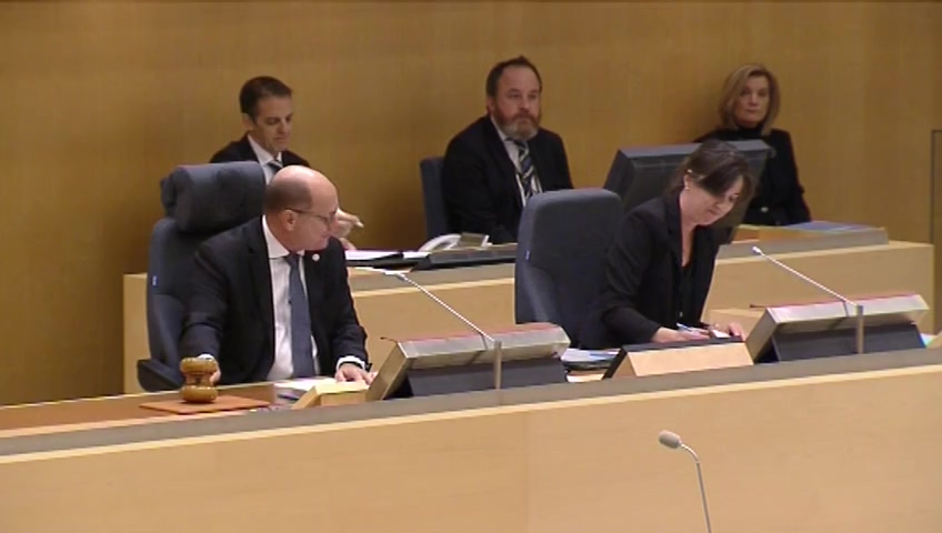 Stillbild från debatten i kammaren