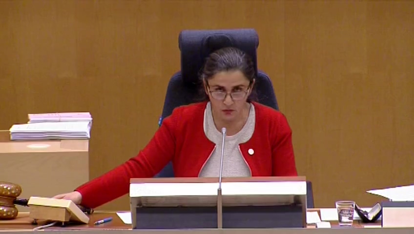 Stillbild från debatten i kammaren