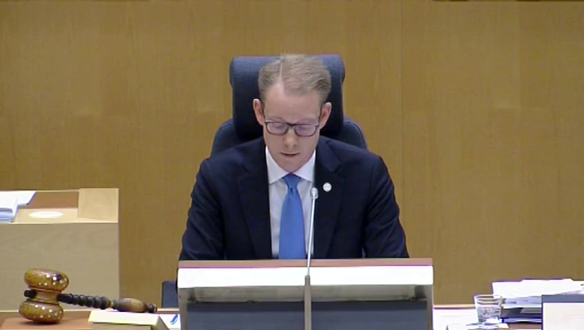 Stillbild från debatten i kammaren