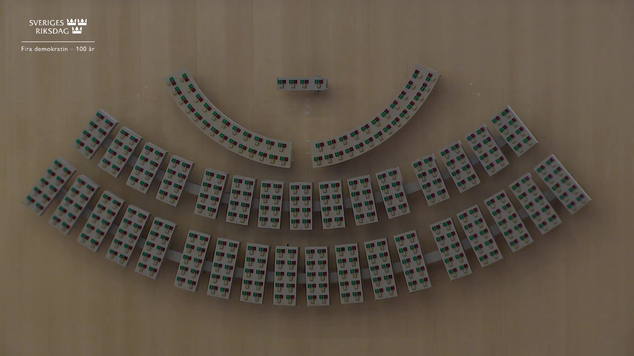 Stillbild från debatten i kammaren
