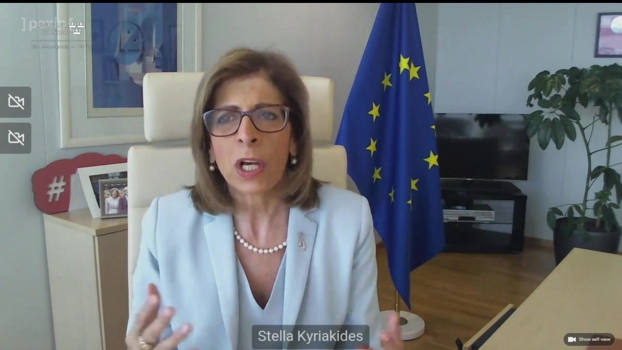Stillbild från Öppen utfrågning: Public hearing on Swedish and European cancer strategies – Speech by European Commissioner Stella Kyriakides
