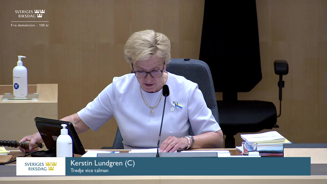 Stillbild från Debatt om förslag: Verksamhetsredogörelser för riksdagens nämnder