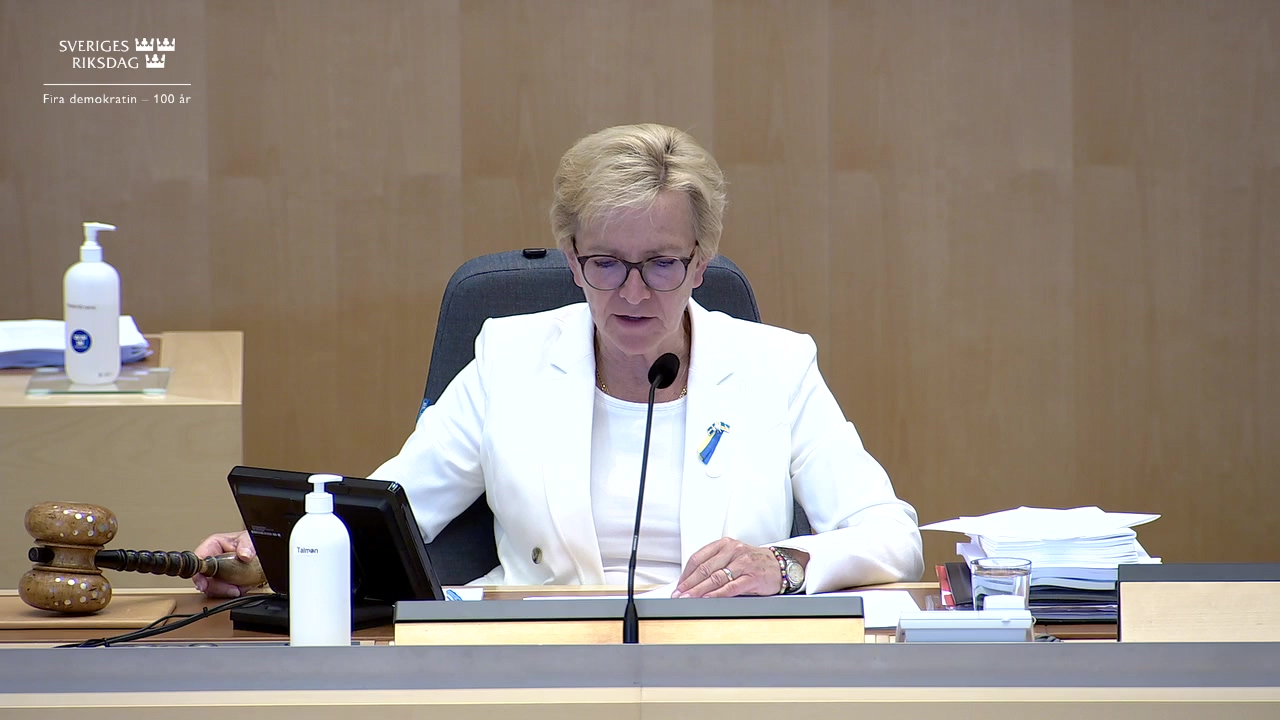 Stillbild från Debatt om förslag: Stiftelsen Riksbankens Jubileumsfonds verksamhet och årsredovisning 2021