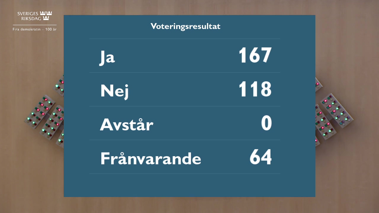 Stillbild från debatten i kammaren