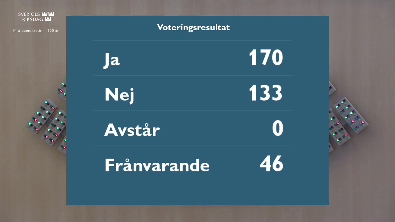 Stillbild från debatten i kammaren