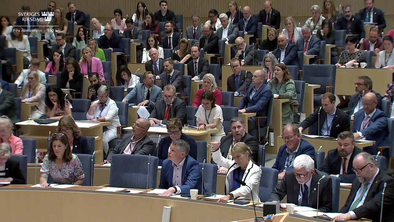 Stillbild från debatten i kammaren