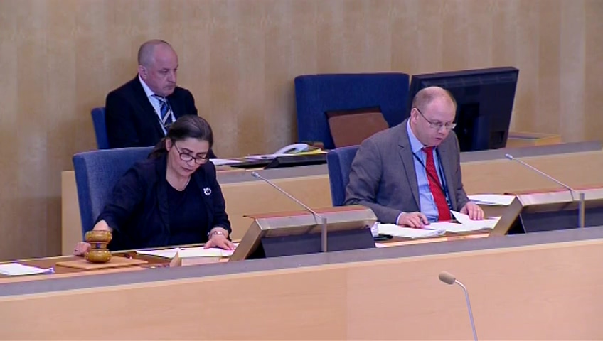 Stillbild från debatten i kammaren