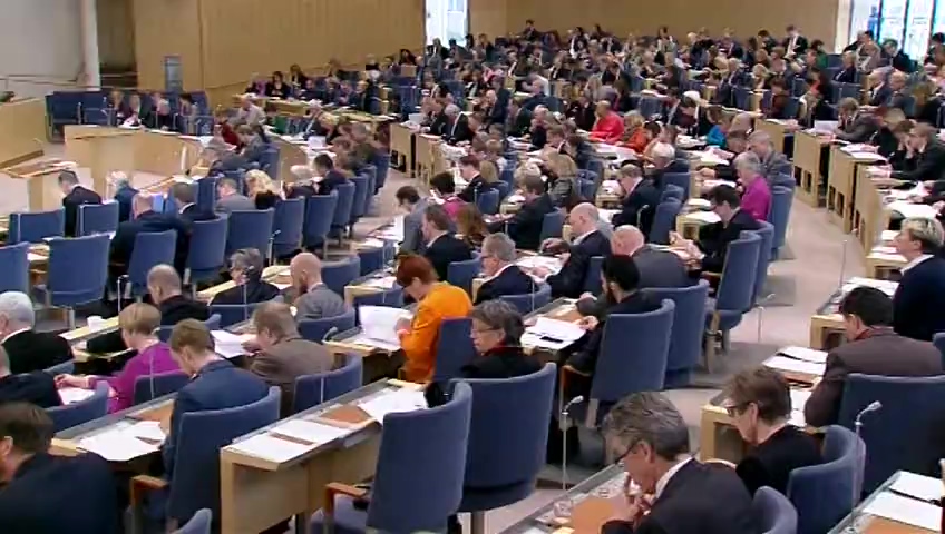 Stillbild från debatten i kammaren