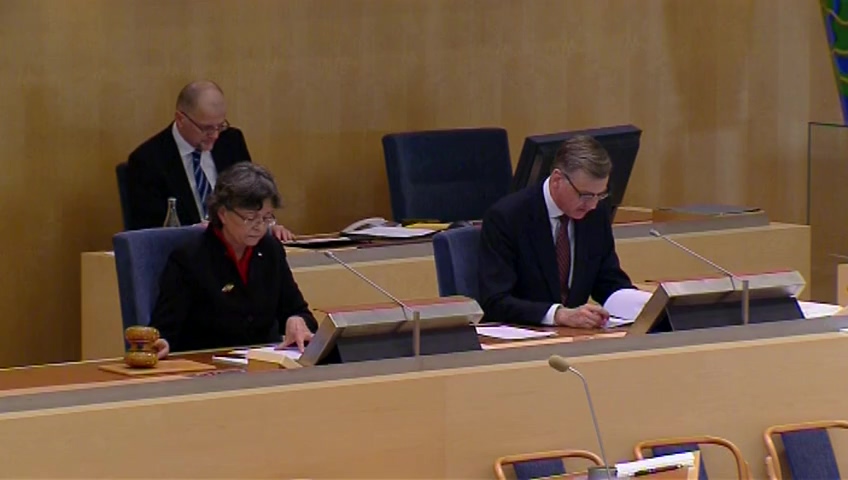 Stillbild från debatten i kammaren