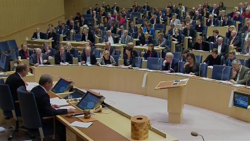 Stillbild från debatten i kammaren