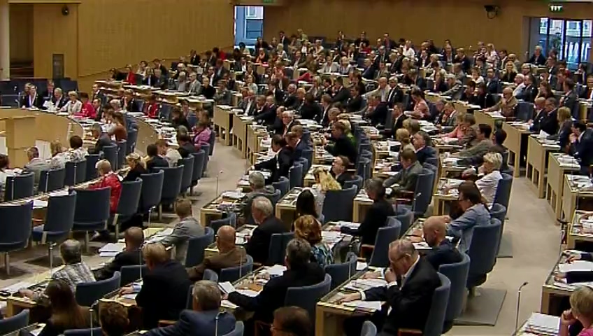Stillbild från debatten i kammaren
