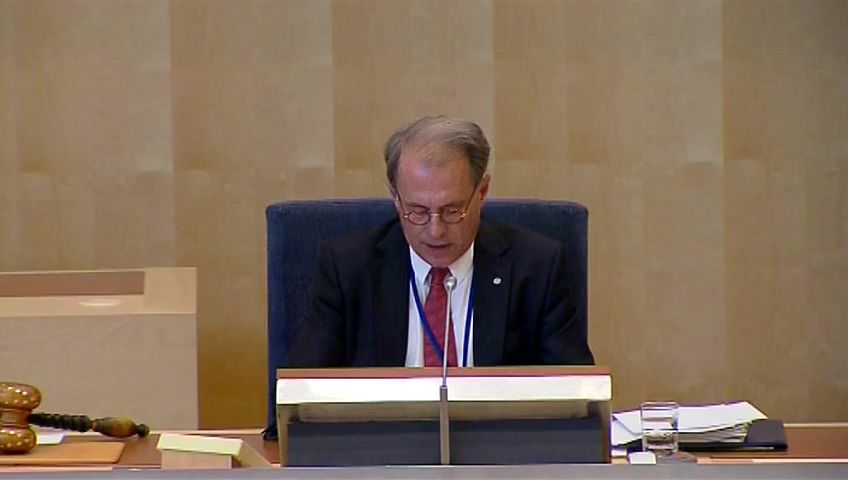 Stillbild från debatten i kammaren