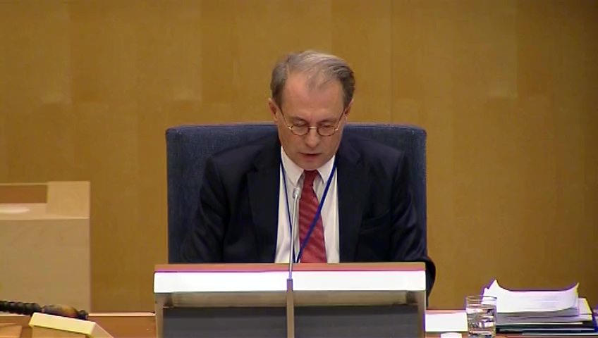Stillbild från debatten i kammaren